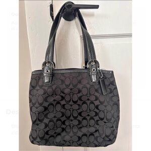Coach Black Signature Pattern Tote